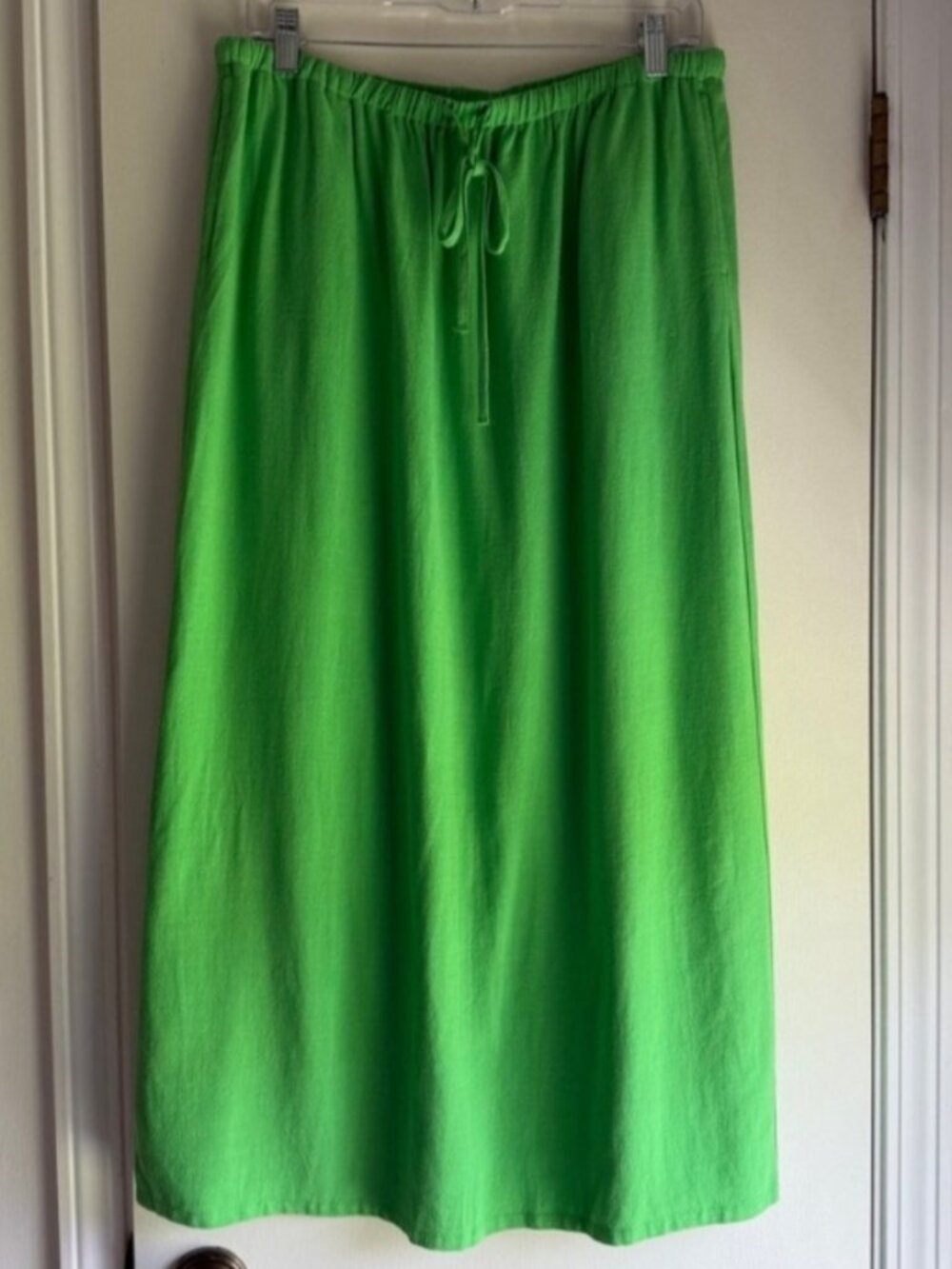 Women's Green Drawstring Waist Midi Skirt😉
